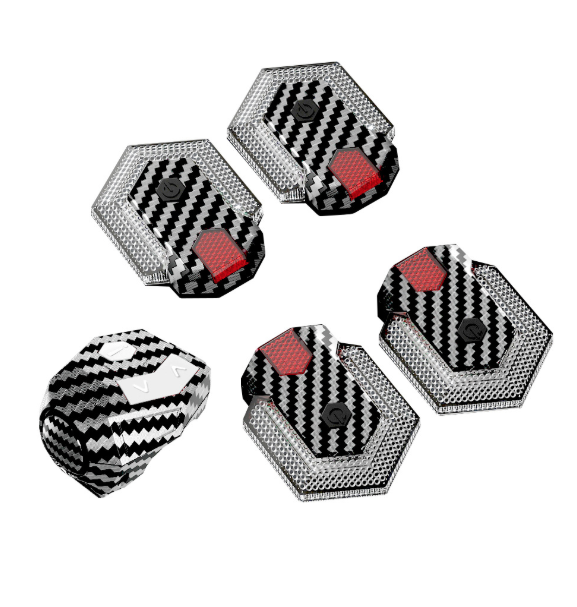 CarryBright Kit Frecce Bici LED Fibra Carbonio Ant/Post 4pz, Ricaricabile USB, Telecomando Wireless per Ebike e Sicurezza Ciclismo