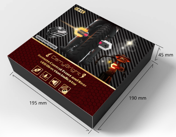 CarryBright Kit Frecce Bici LED Fibra Carbonio Ant/Post 4pz, Ricaricabile USB, Telecomando Wireless per Ebike e Sicurezza Ciclismo